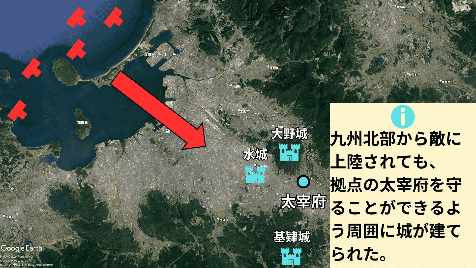 水城・大野城の配置