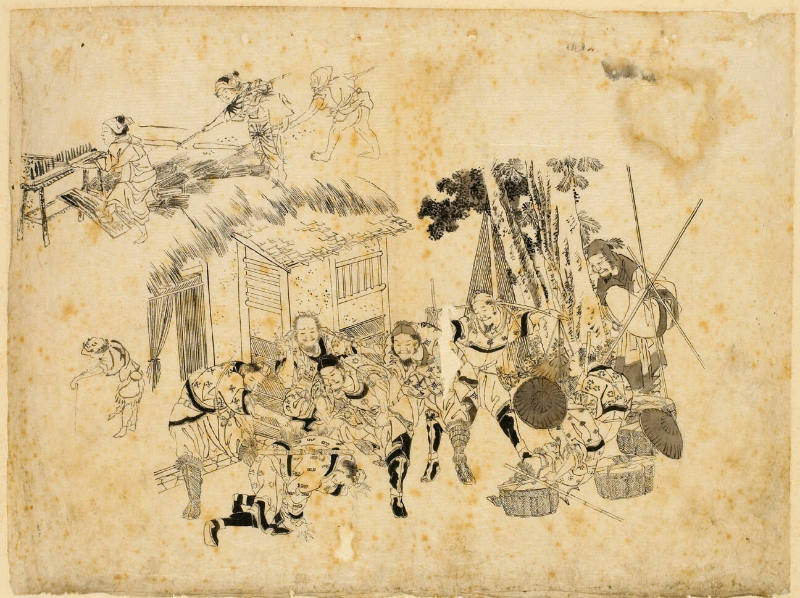 葛飾北斎が描いた農夫のスケッチ