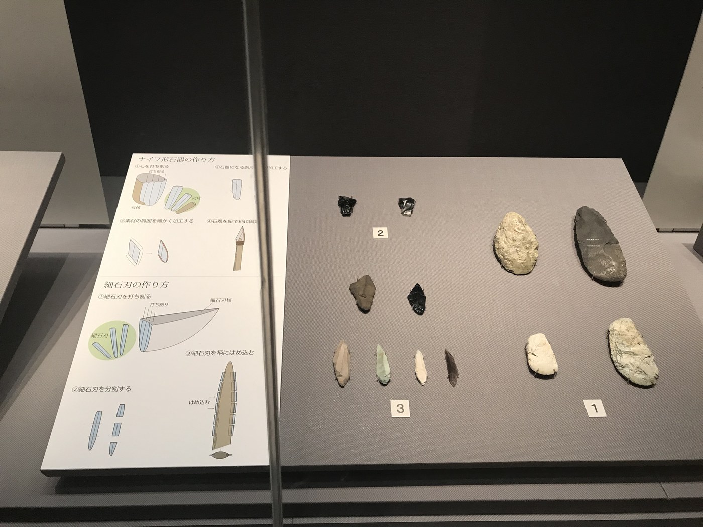 旧石器時代の石器類（東京国立博物館）