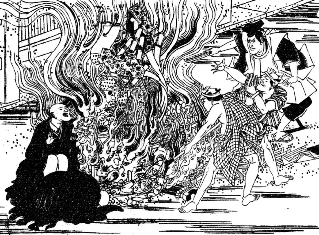 明治初期の廃仏毀釈の様子（横河秋濤による絵）