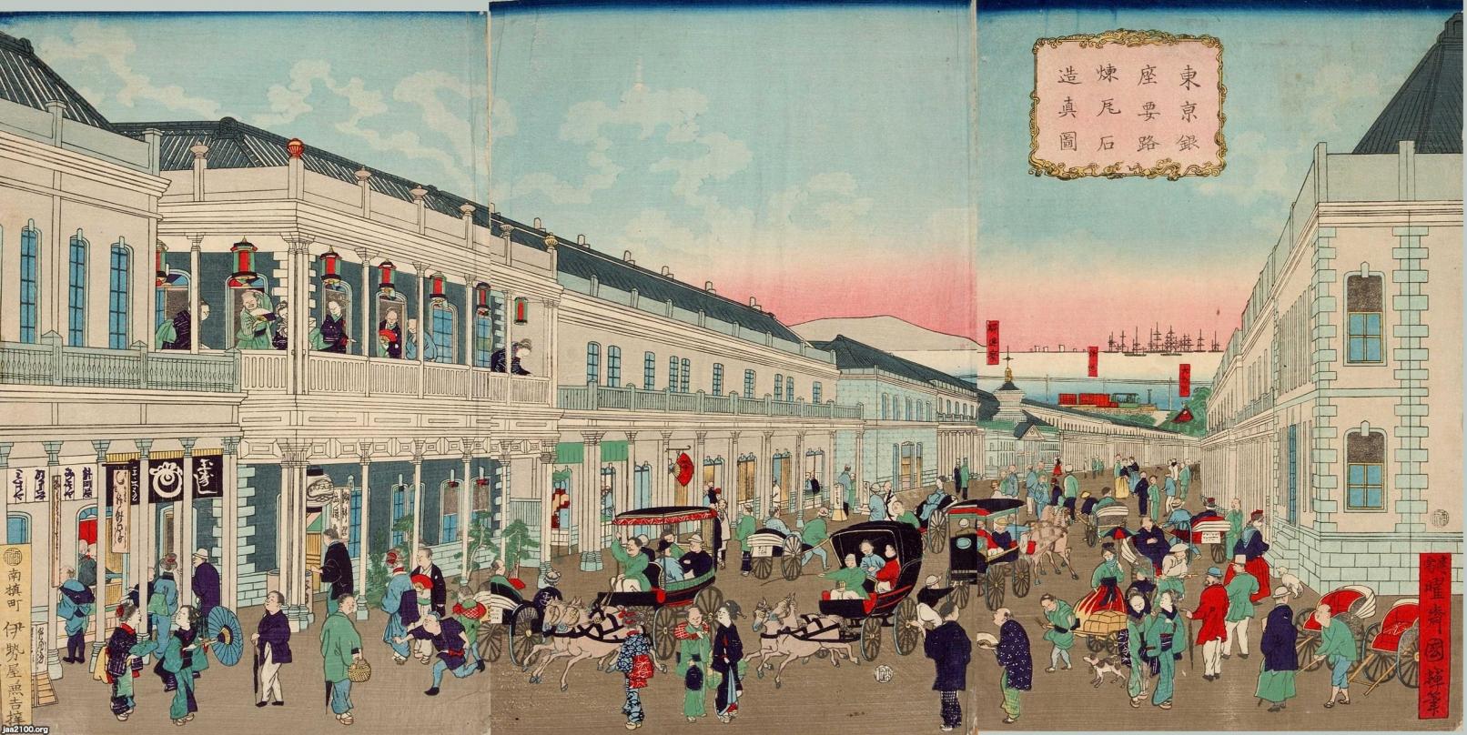 銀座煉瓦街とガス灯の錦絵（1873年）