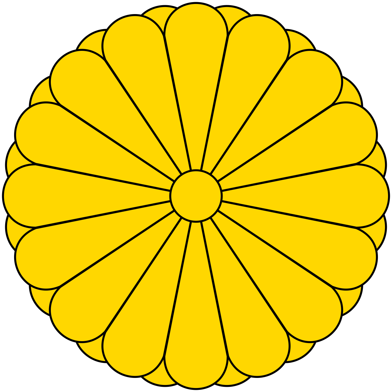 日本の皇室紋章・菊花紋(十六八重表菊)