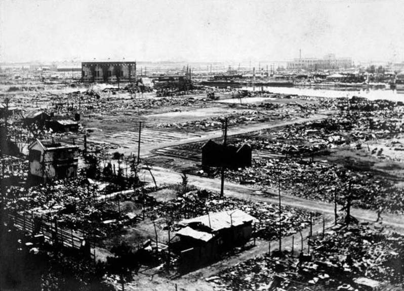 関東大震災で焼失した東京の街並み