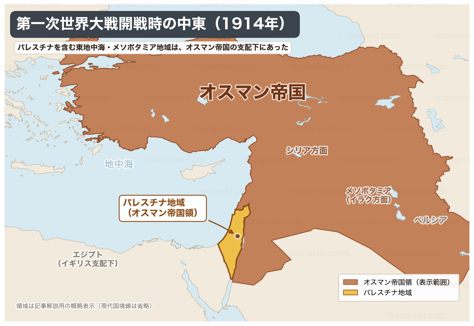 1914年当時のオスマン帝国領パレスチナの地図