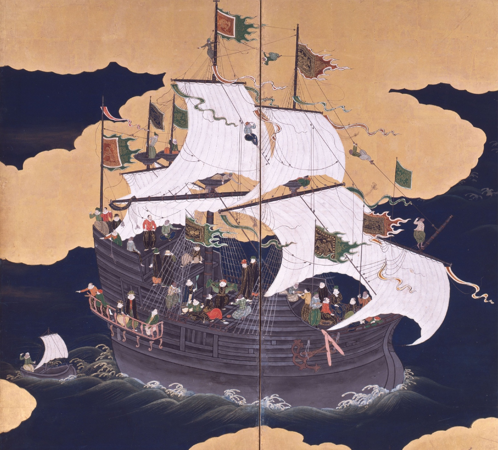 南蛮船(狩野内膳筆「南蛮屏風」より)