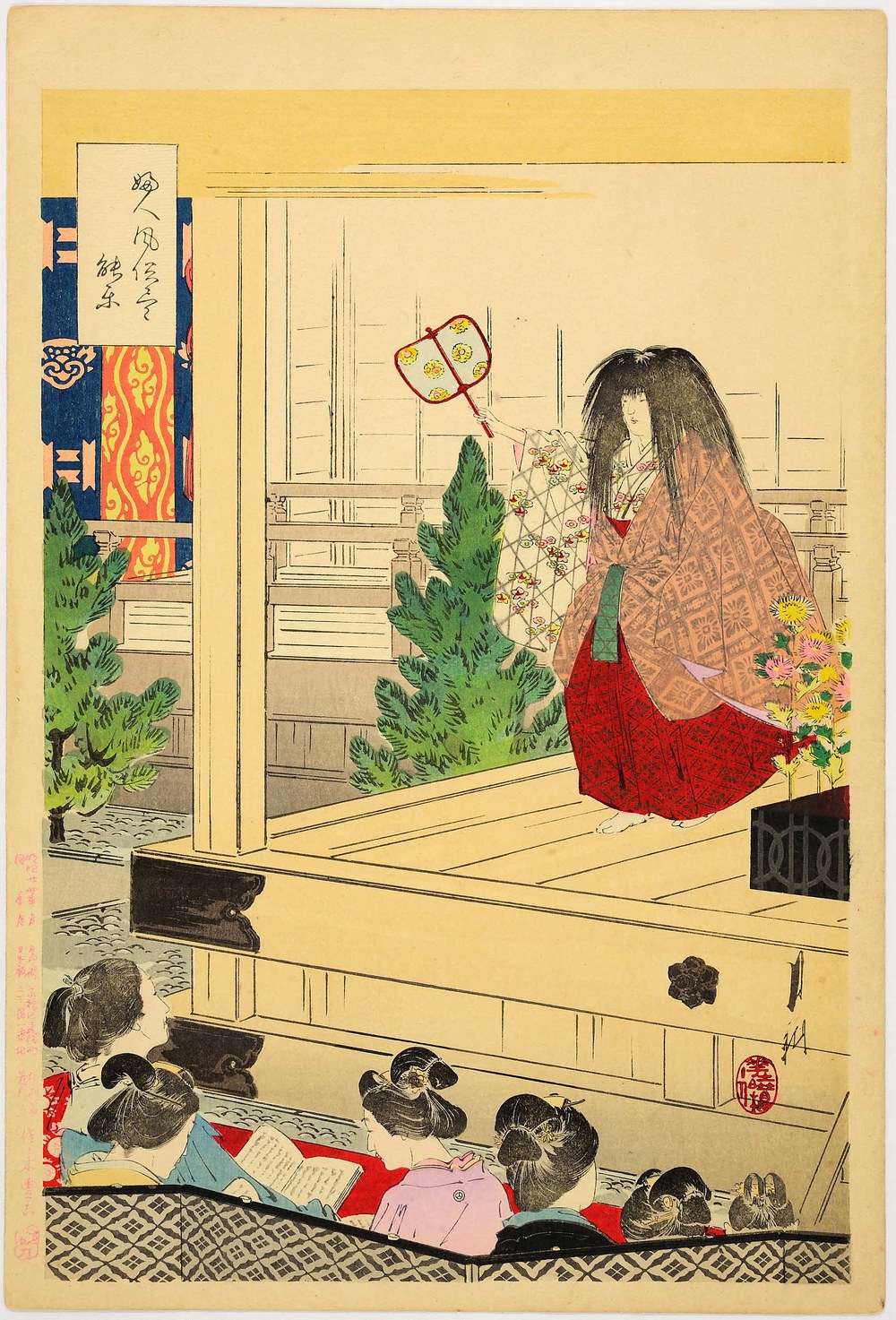 能楽の舞台を描いた絵画(尾形月耕「能楽図」1891年)