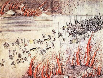 大塩平八郎の乱の様子(出来斎京土産より)