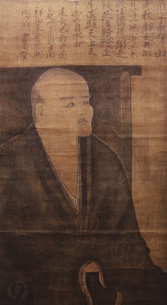 月を眺める道元禅師を描いた絵(宝慶寺所蔵・月見図)