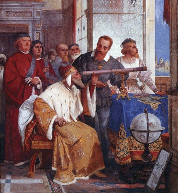ガリレオがヴェネツィアの元老院議員に望遠鏡を実演する(ベルティーニ画、1858年)