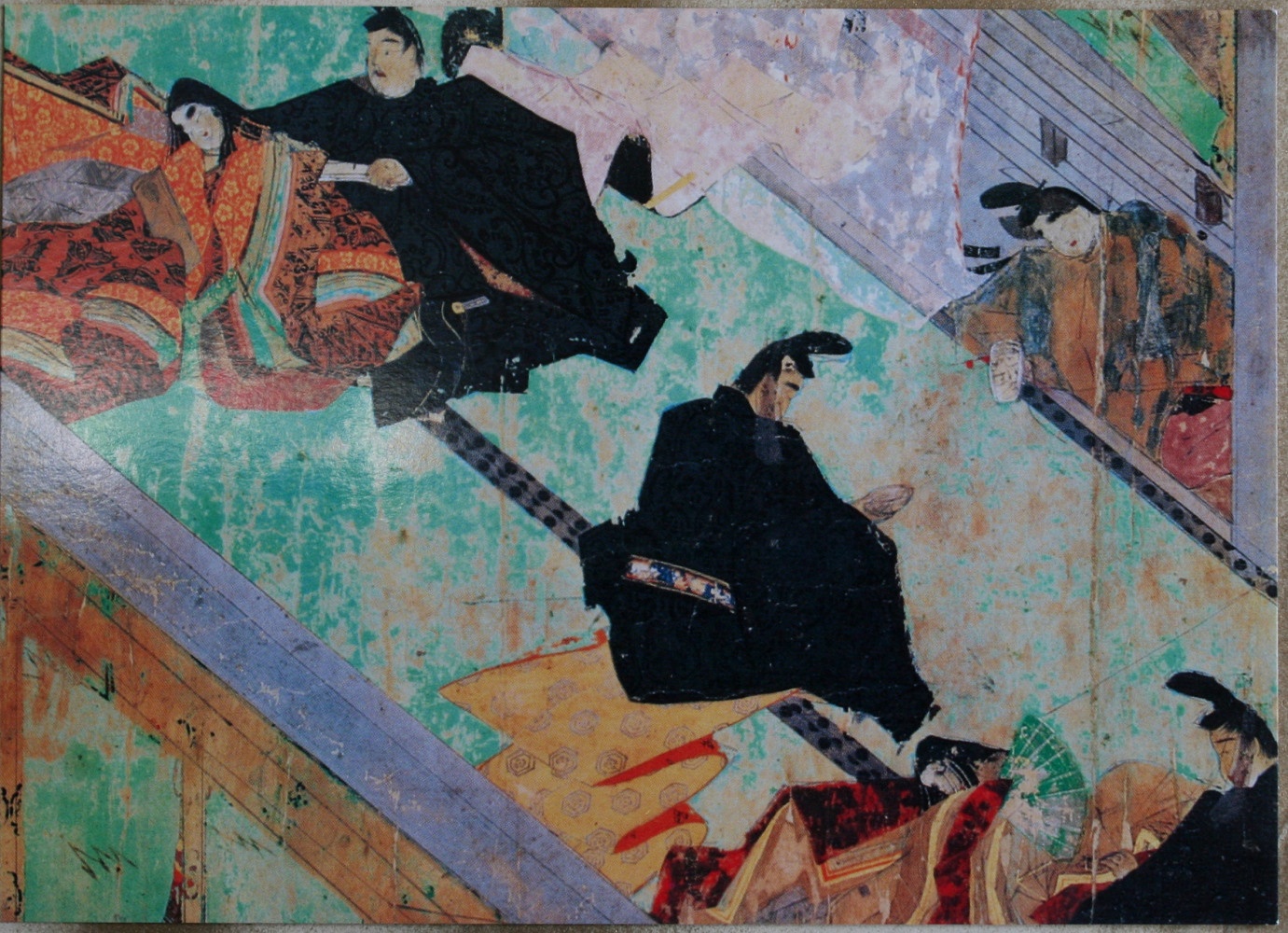紫式部日記絵巻に描かれた十二単姿の女房