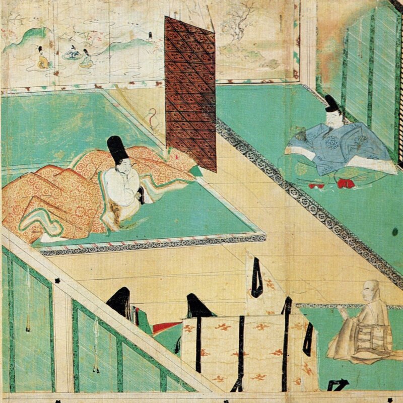 北野天神縁起絵巻：清涼殿落雷