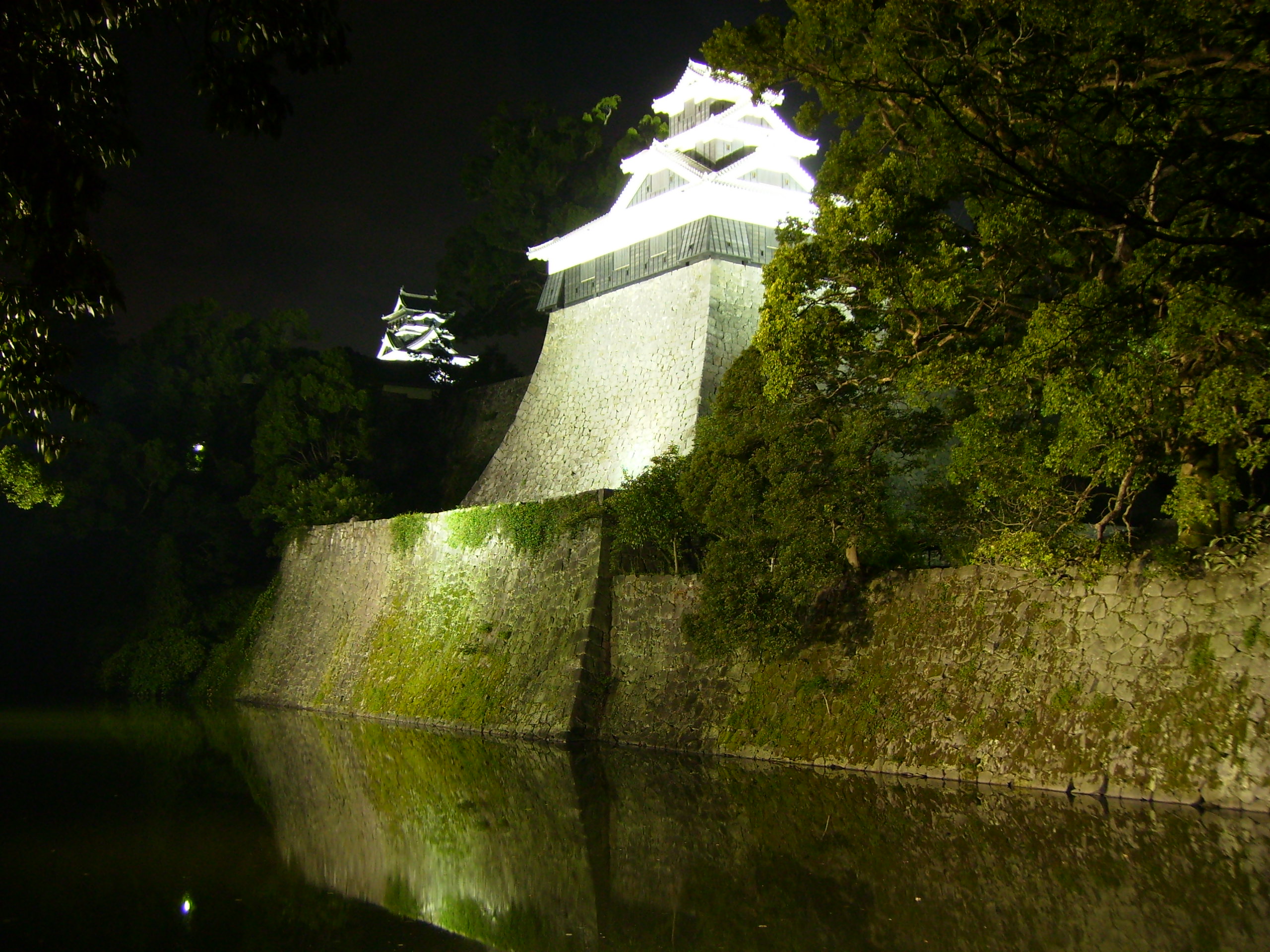 ライトアップされた熊本城の夜景