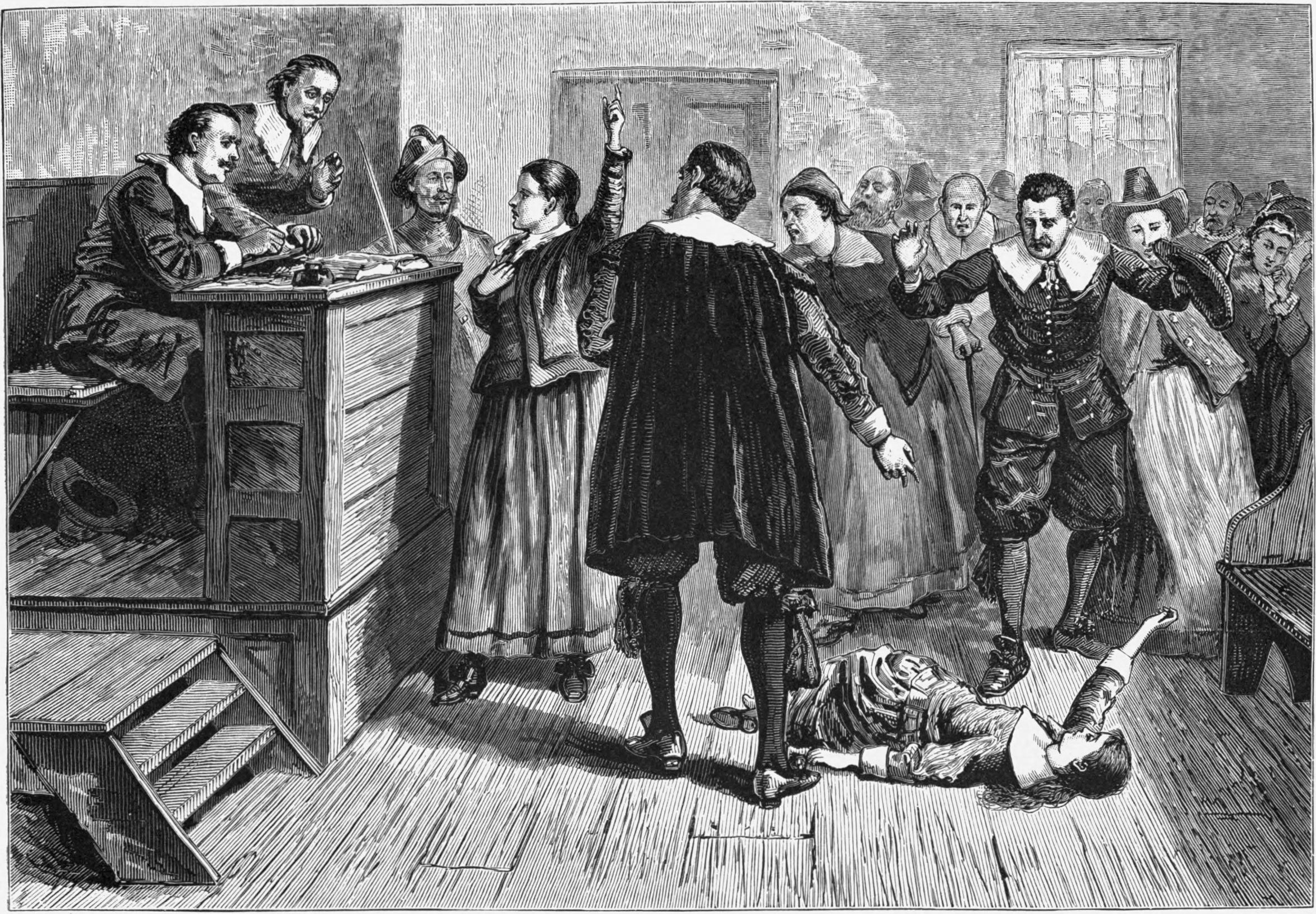 セイラム魔女裁判の法廷を描いた1876年の版画
