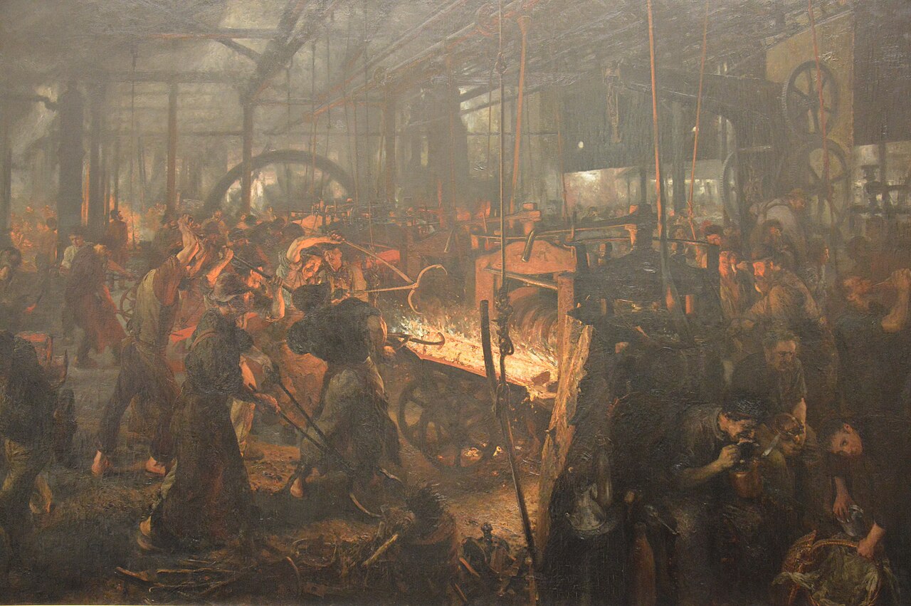 19世紀ドイツの鉄工場労働者(アドルフ・メンツェル画)
