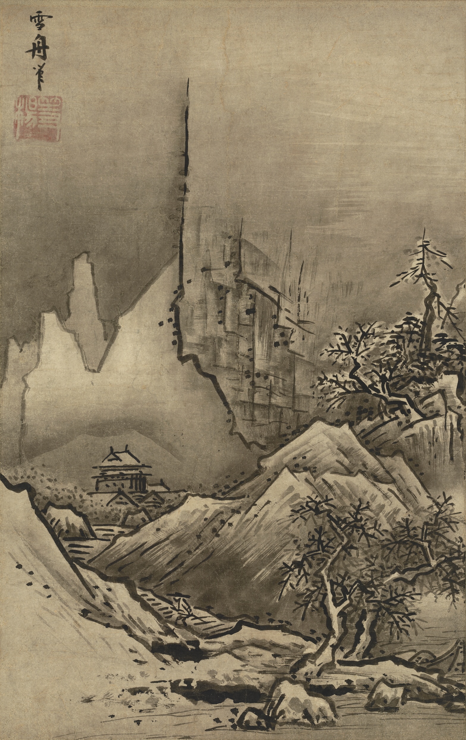 秋冬山水図 冬景図 雪舟 国宝 東京国立博物館