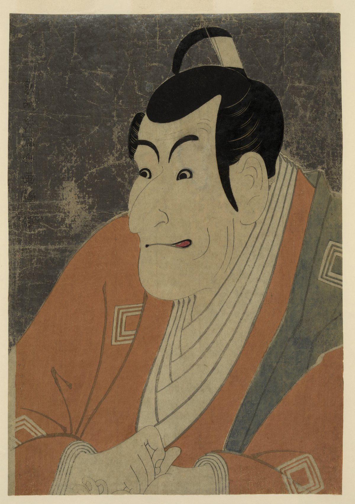 東洲斎写楽「市川鰕蔵の竹村定之進」（1794年）大首絵の技法と表情のデフォルメが際立つ作品