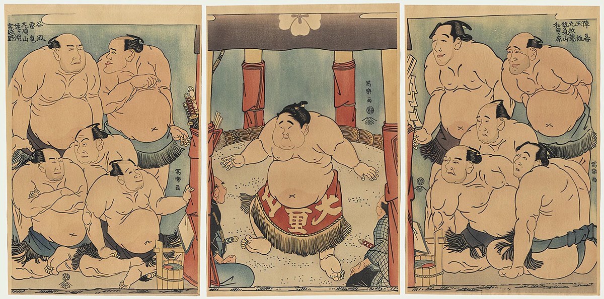 東洲斎写楽「大童山文五郎の土俵入り」（1794年）第二期・異色の相撲絵（三幅対）