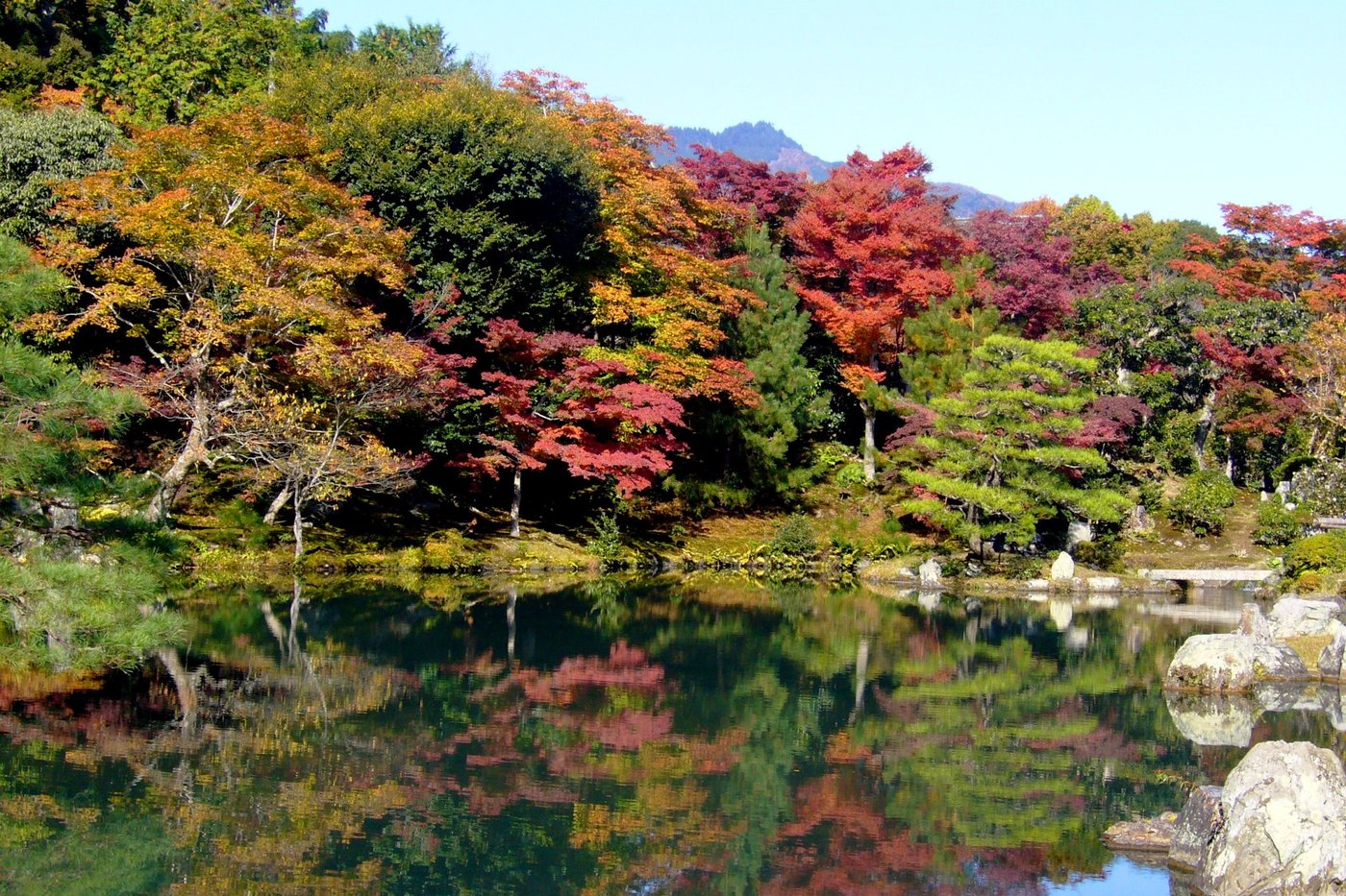 天龍寺 曹源池庭園と嵐山の借景