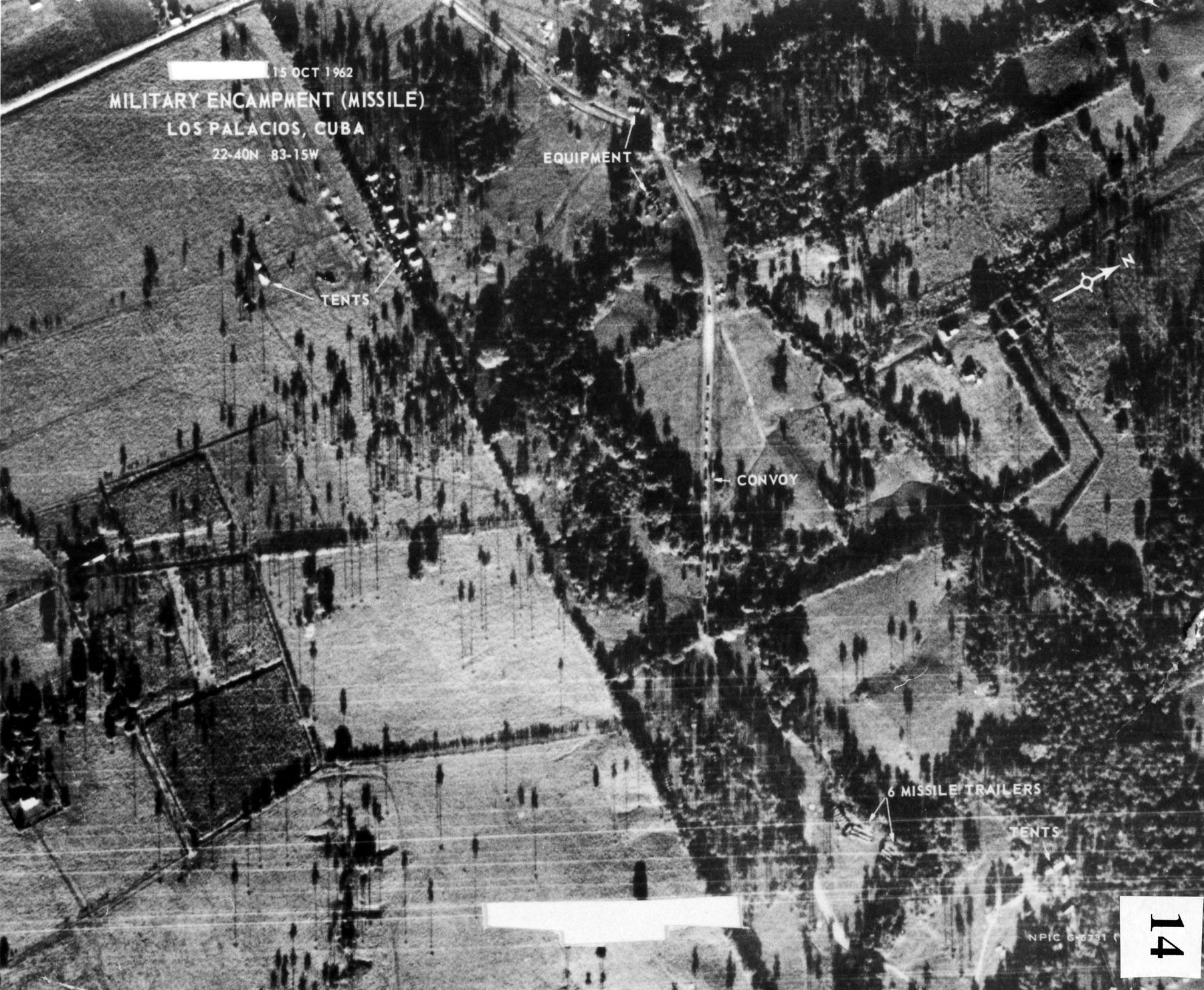 U-2偵察機が撮影したキューバのミサイル基地(1962年10月14日)