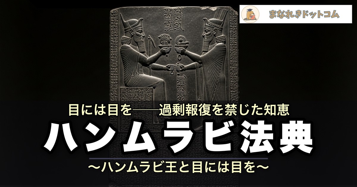 ハンムラビ法典の石碑と目には目をの解説