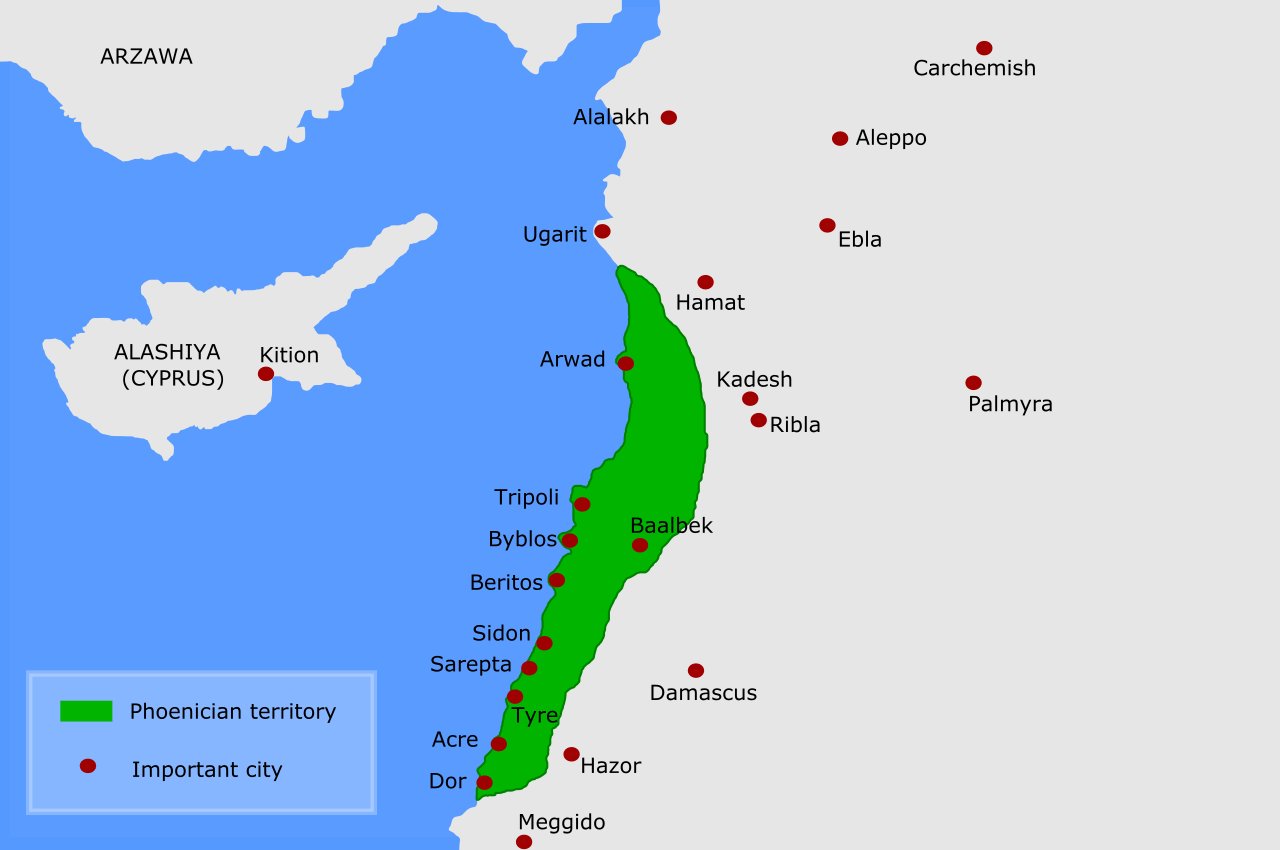 フェニキア 地中海 地図 現レバノン位置
