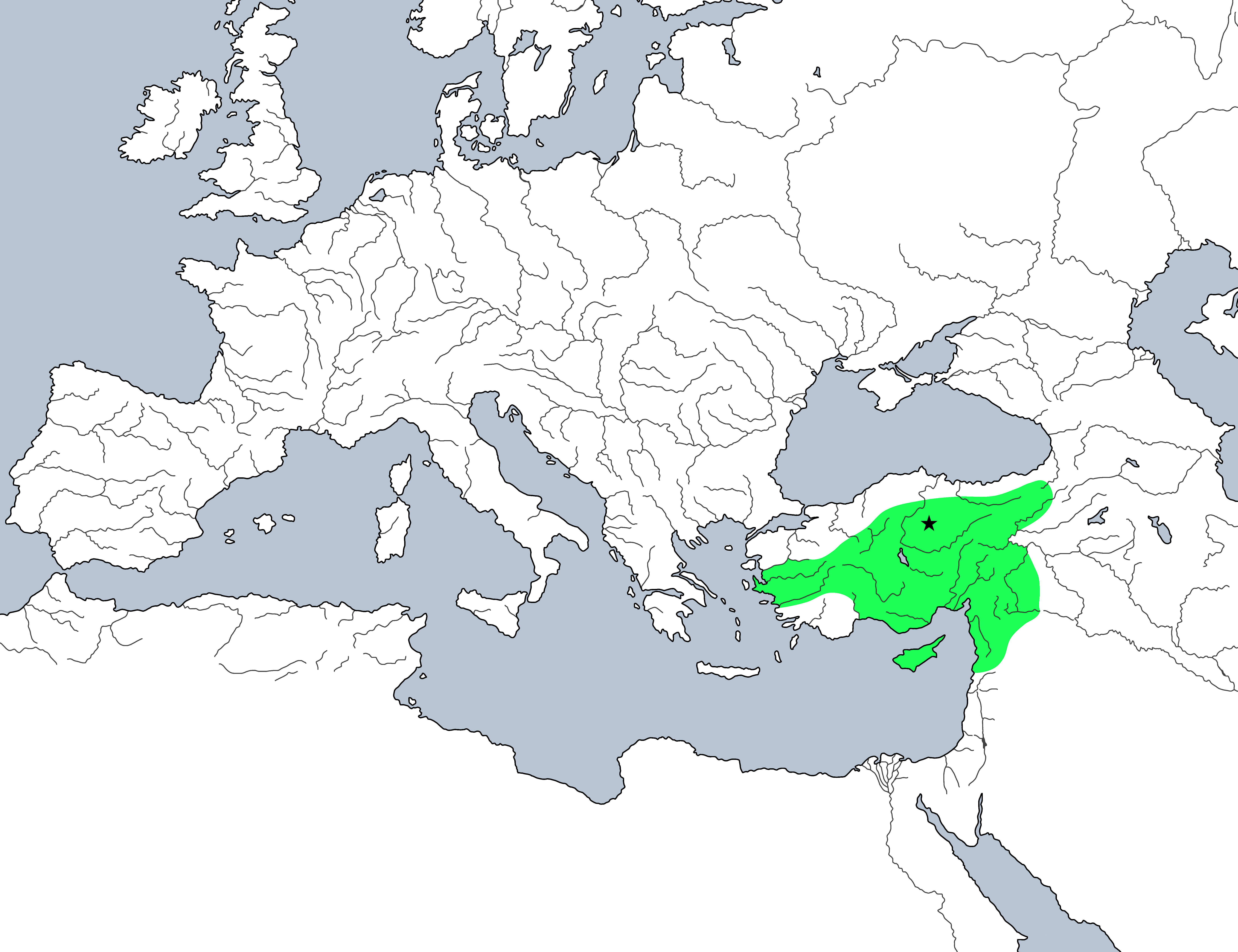 ヒッタイト帝国の版図を示す地図
