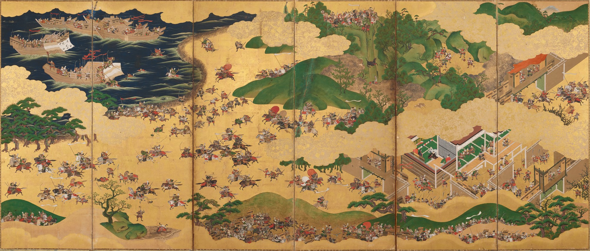 一ノ谷の戦いを描いた合戦図屏風
