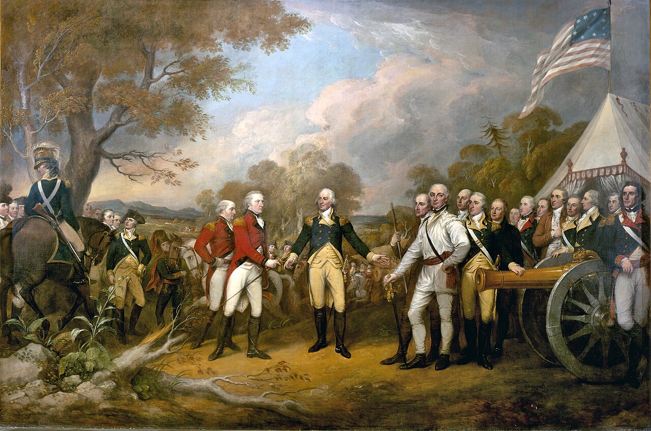 サラトガの戦いでのバーゴイン将軍降伏(John Trumbull画・1821年)
