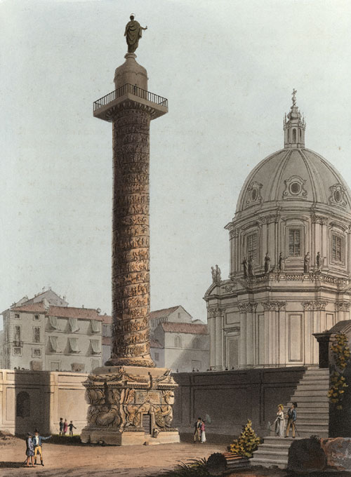 ローマのトラヤヌスの柱を描いた彩色版画（1820年出版）