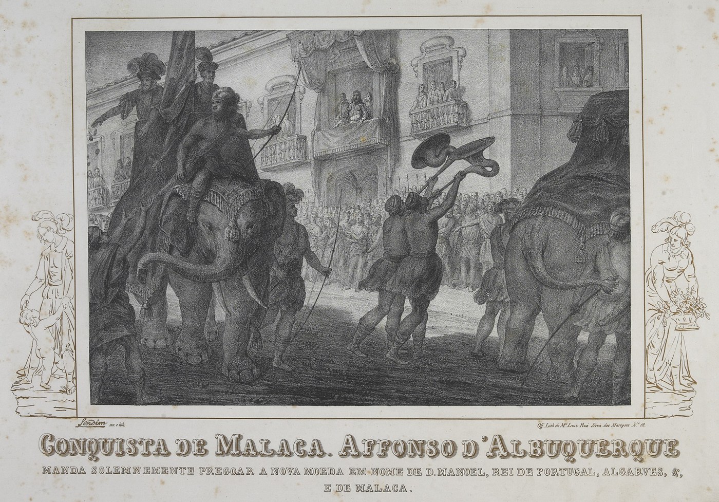 アルブケルケによる1511年のマラッカ占領を描いた19世紀の石版画