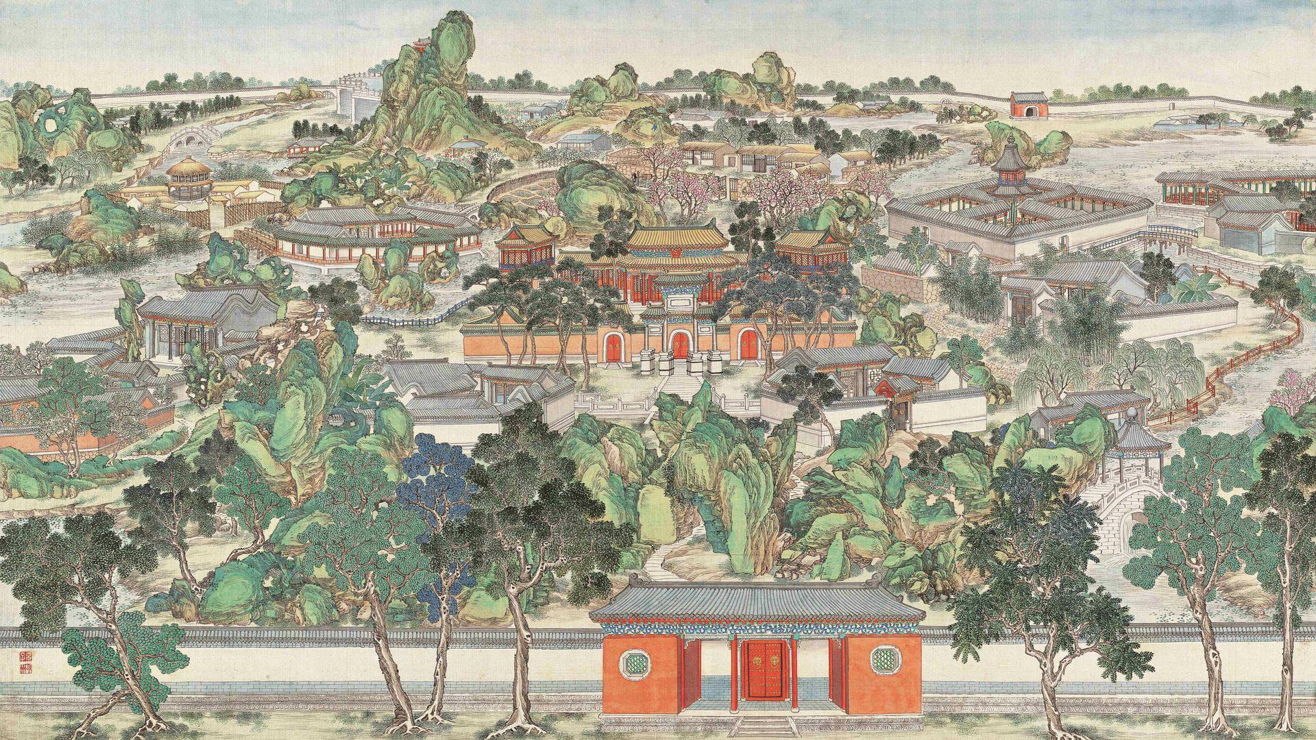 清代末期の画家・孫温が描いた『紅楼夢』の大観園の全景図